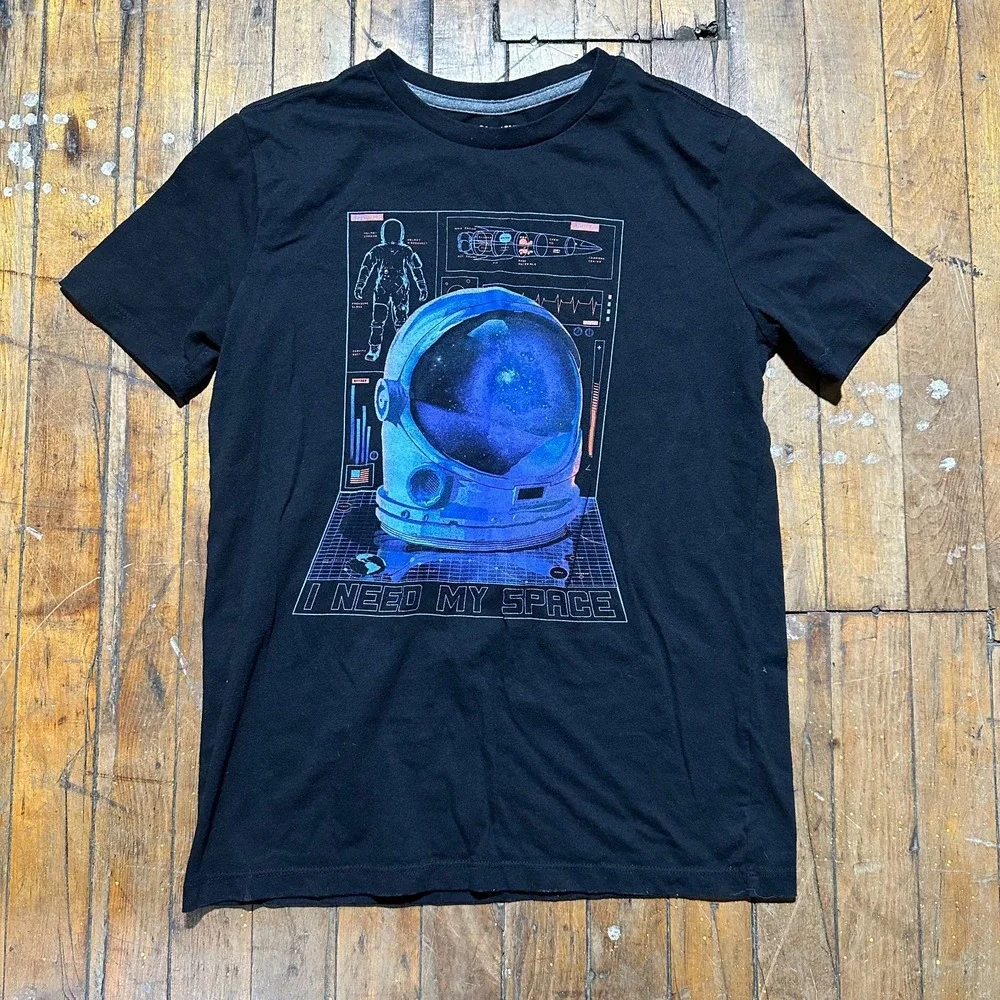Old Navy T Shirt Boys XL Black Short Sleeve‎ Need My Space Crew Neck Graphic Tee